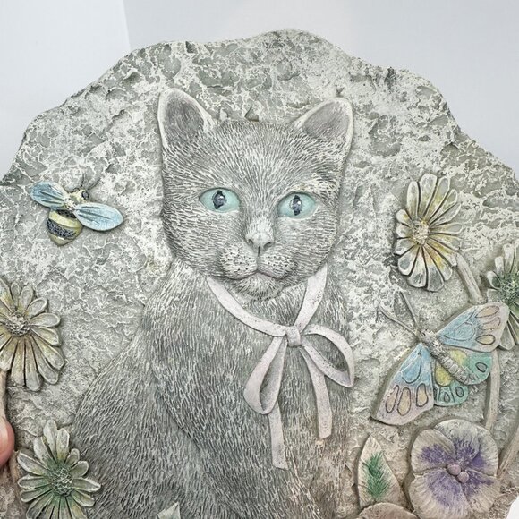 Vintage Spoontques 3D Resin Cast Cat Wall Plaque Flowers Bee Butterfly Garden - Picture 4 of 5
